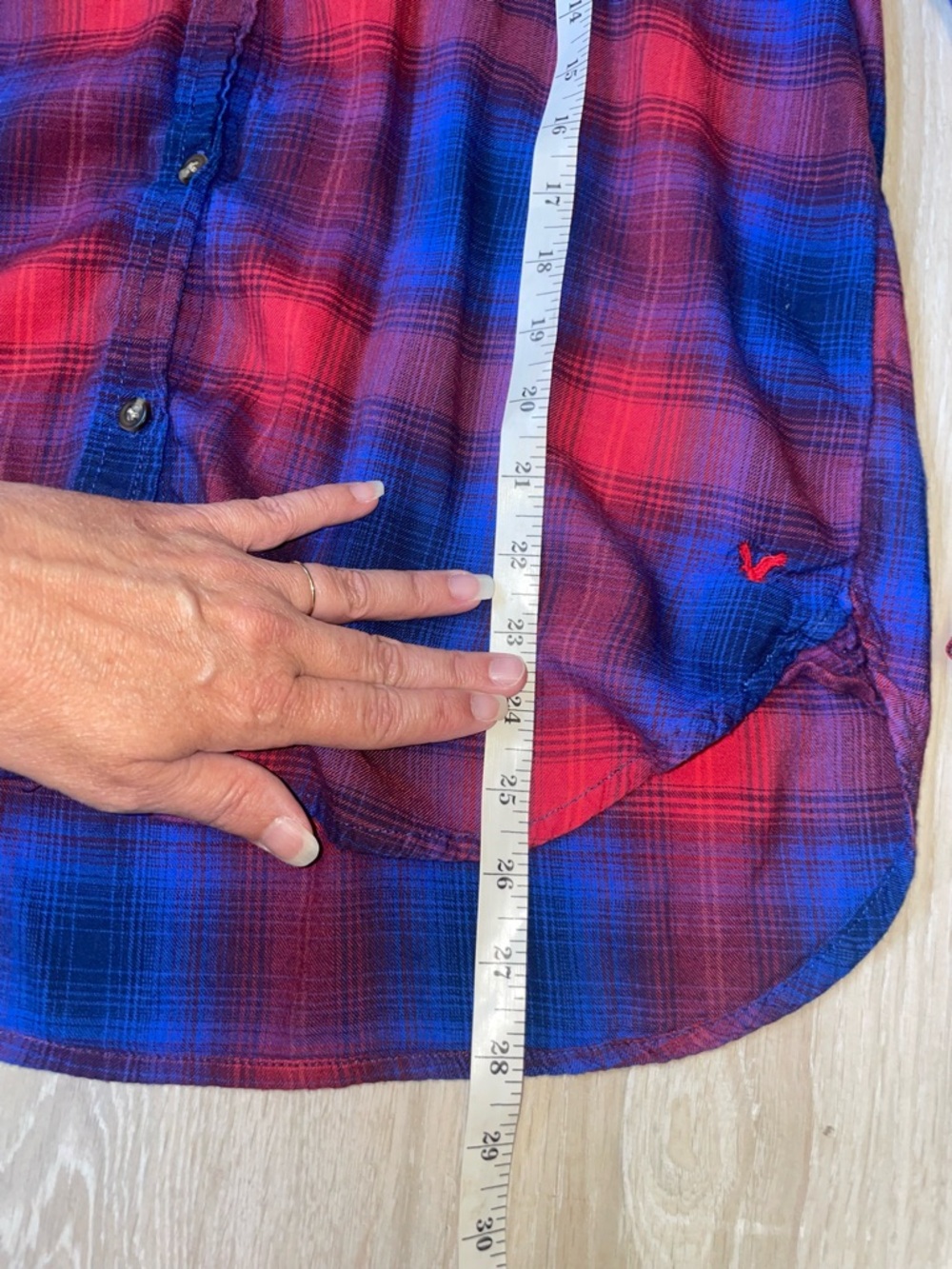 Upcycled American Eagle Mickey Mouse Plaid Shirt - Picture 10 of 12
